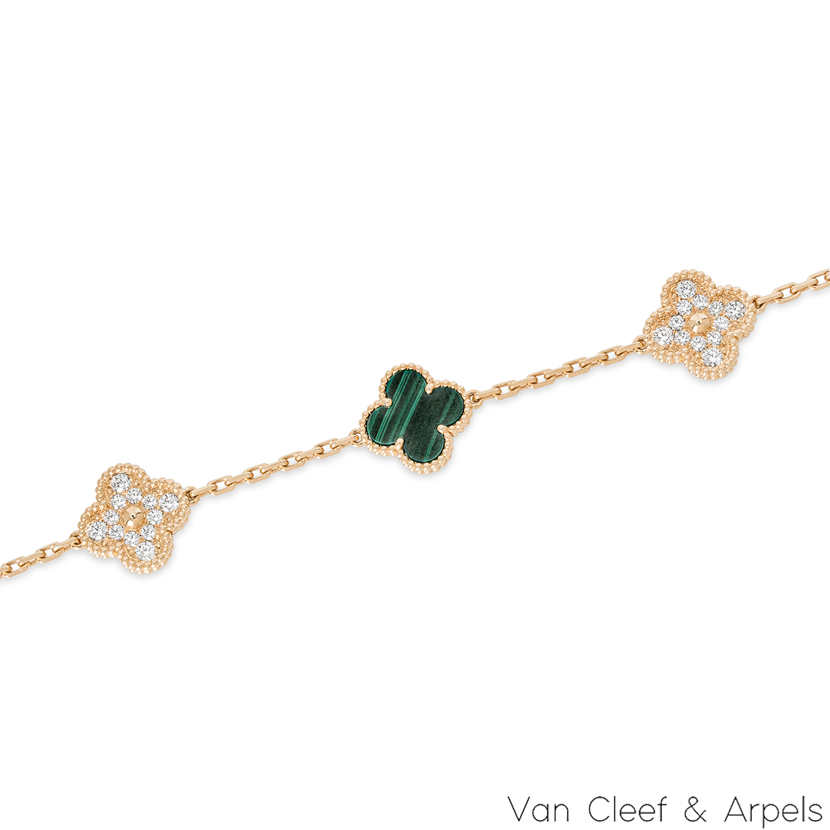 Van Cleef & Arpels Gold, Malachite And Diamond Vintage Alhambra Bracelet  Available For Immediate Sale At Sotheby's